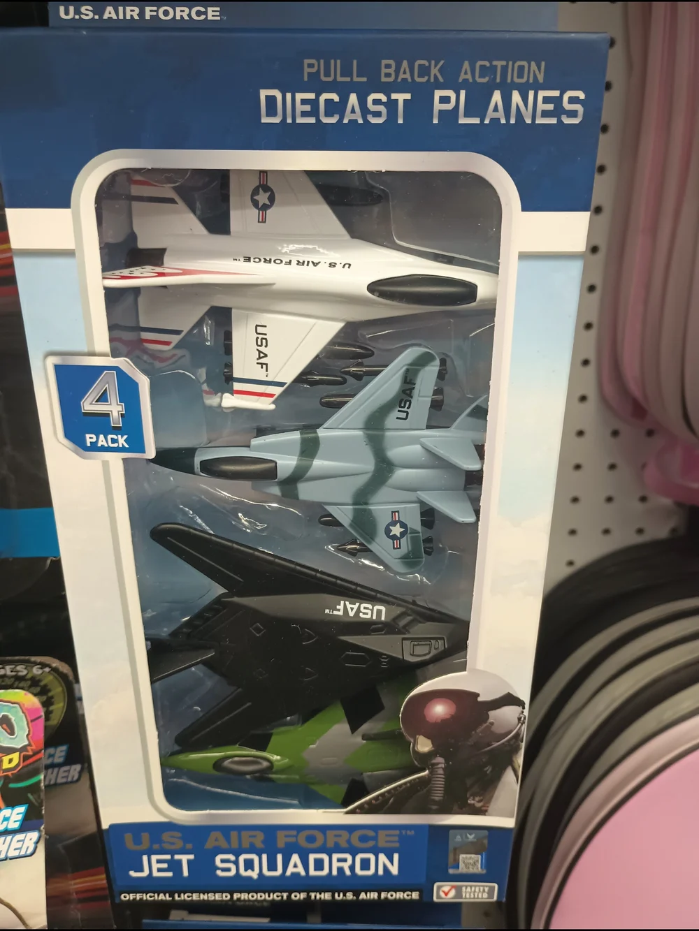 U.S. Air Force Diecast Planes 4-Pack - White, Light Blue, Black, Green